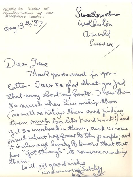 Letter from Rosemary Sutcliff to Jean Shuttleworth Letter from Rosemary Sutcliff to Jean Shuttleworth