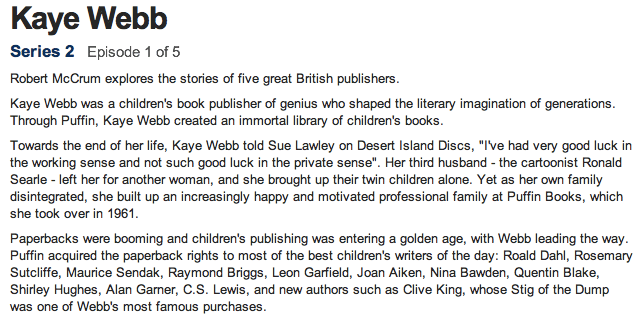 So, BBC too cannot spell Rosemary Sutcliff | There is no E